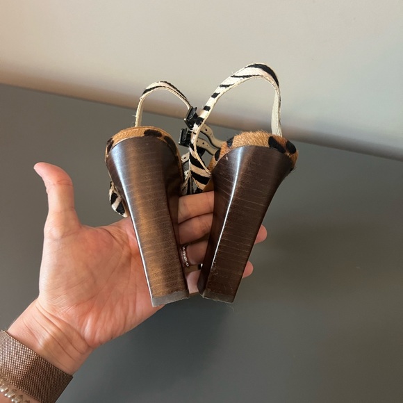 Shoemint Leopard Zebra Pony Hair Carol Heels Sandals 8 - Picture 4 of 5